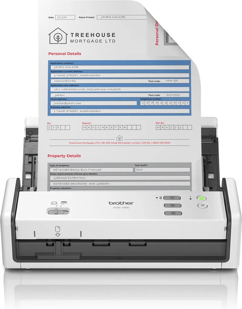 ADS-1300 ADF-scanner 1200 x 1200 DPI A4 Wit van Brother in Wit, Zwart – productfoto