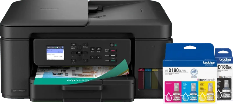 DCP-T780DW + 1 set extra inktflesjes von Brother – Produktfoto