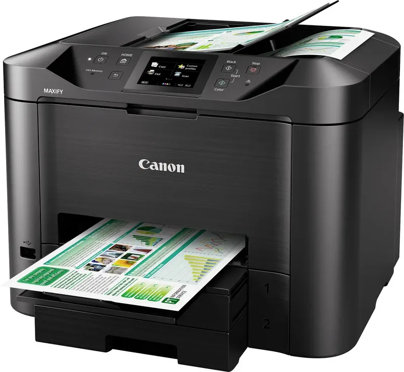 Canon MAXIFY MB5450 Ad inchiostro A4 600 x 1200 DPI 24 ppm Wi-Fi Multifunctionele printer Inkjet Kleur A4 Printen, scannen, kopiëren, faxen LAN, WiFi von Canon in Schwarz – Produktfoto