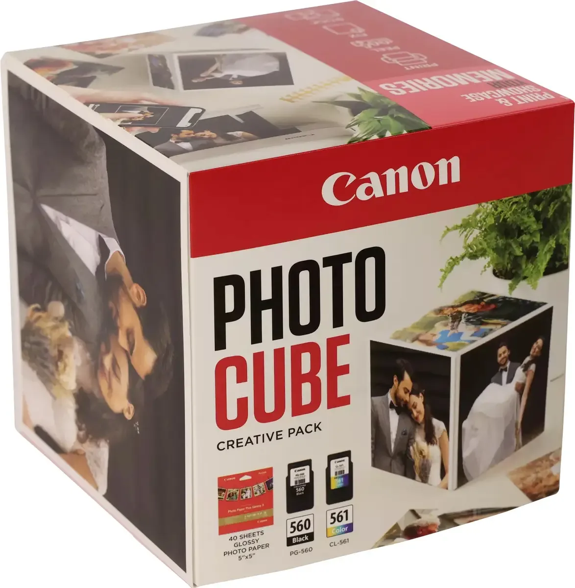 Fotokubusset PG-560+CL-561 Origineel Combipack Zwart, Kleur, Wit, Roze fluorescerend 3713C011 de Canon – photo produit