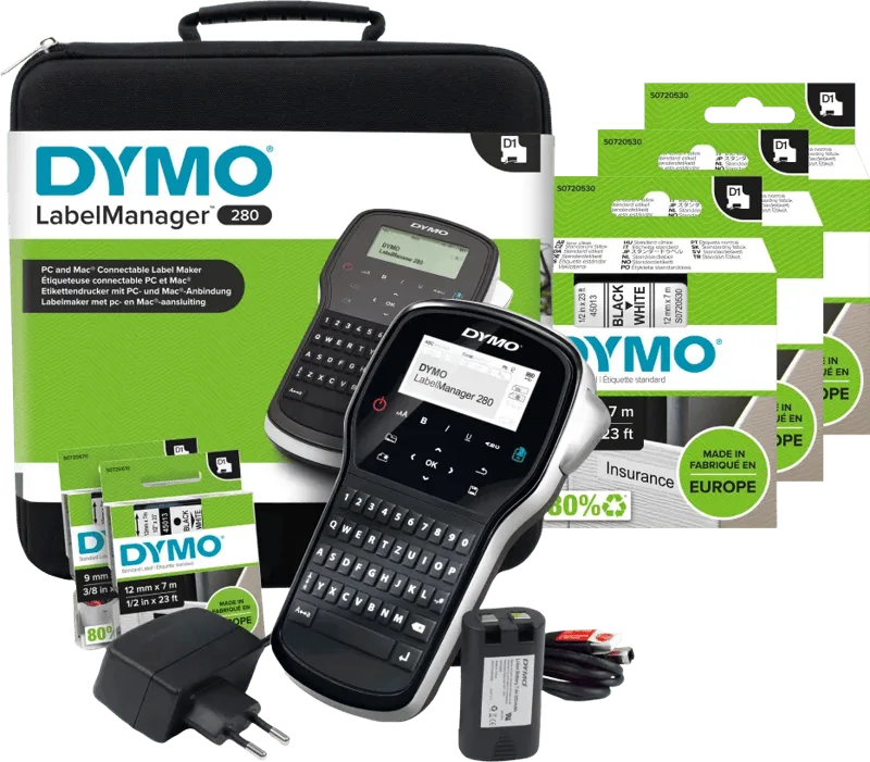 LabelManager 280 Case Kit Qwerty + 3 extra labels de DYMO – photo produit