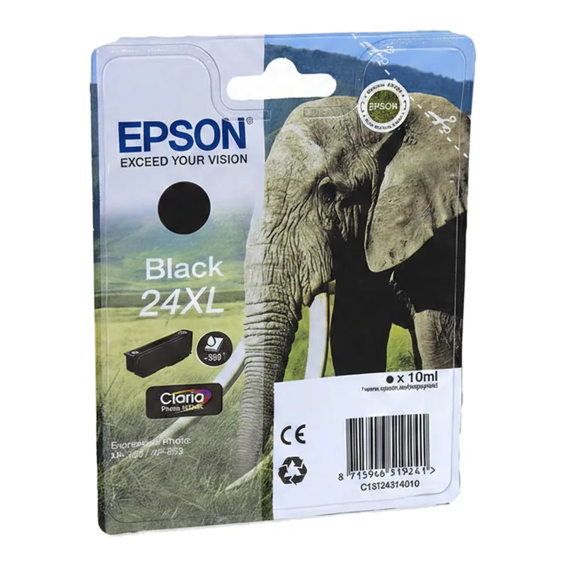 Elephant enkelverpakking zwarte 24XL Claria Photo HD inkt van Epson – productfoto