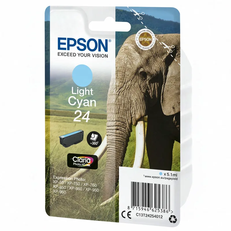 Elephant singlepack lichte cyaan 24 Claria Photo HD inkt von Epson – Produktfoto