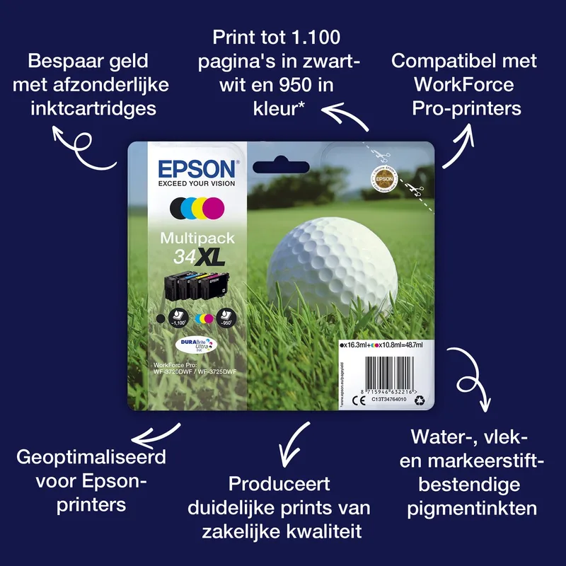 Golf ball 34 Golfbal DURABrite Ultra afzonderlijke gele inkt van Epson in Geel – productfoto