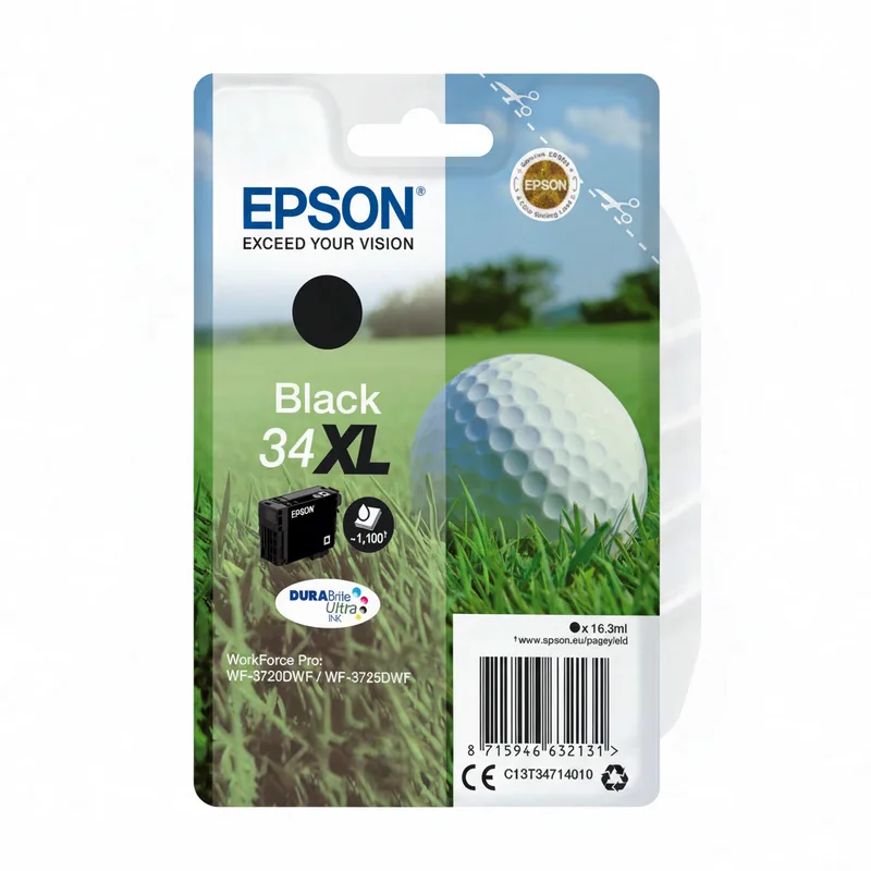Golf ball singlepack zwarte 34XL DURABrite Ultra inkt van Epson – productfoto