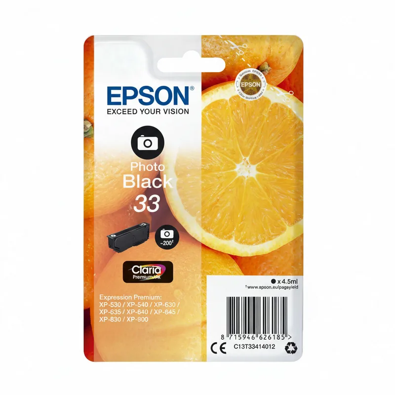 Oranges enkelverpakking fotozwart 33 Claria Premium-inkt von Epson – Produktfoto