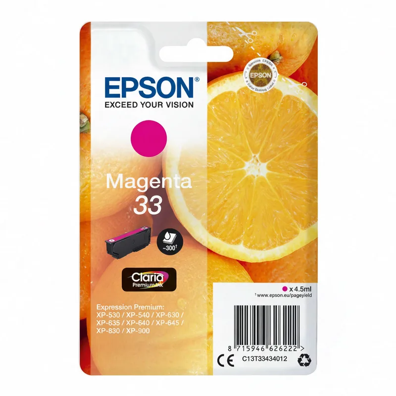 Oranges Singlepack magenta 33 Claria Premium inkt van Epson – productfoto