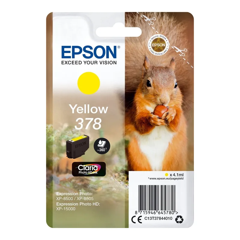 Squirrel 378 Claria Photo HD inkt, geel, enkele verpakking van Epson – productfoto