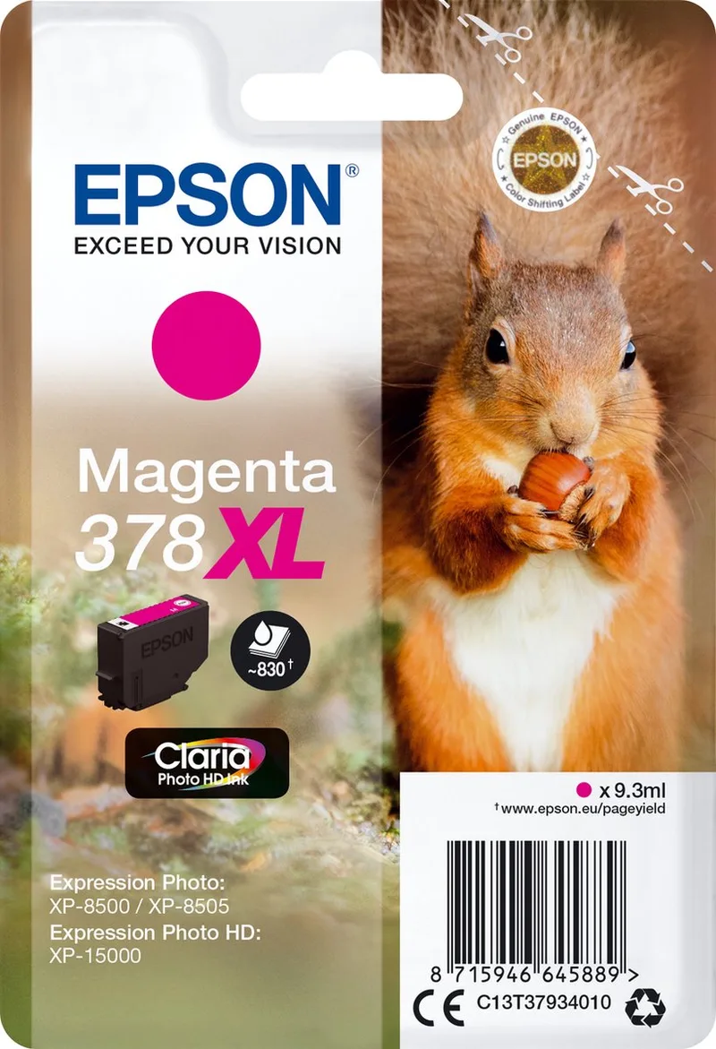 Squirrel 378XL Eekhoorn Claria Photo HD afzonderlijke inkt van Epson in Magenta – productfoto