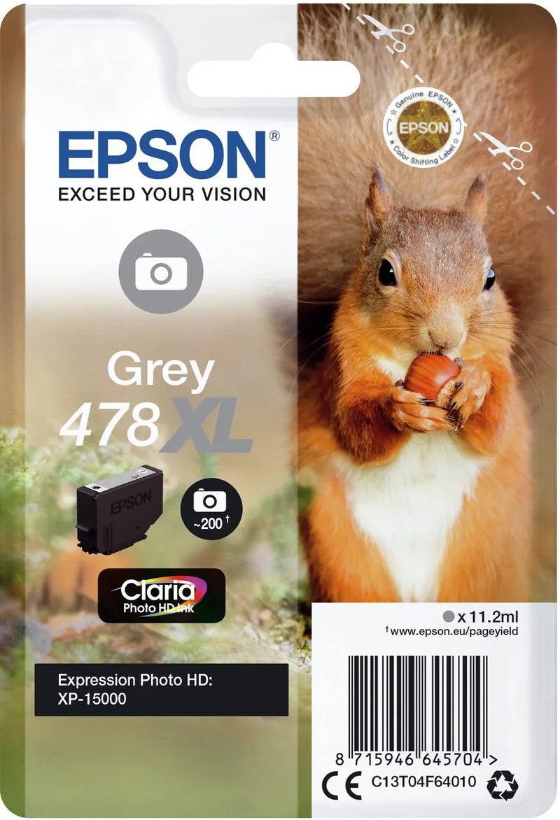 Squirrel 478XL Eekhoorn Claria Photo HD afzonderlijke grijze inkt van Epson in Grijs – productfoto