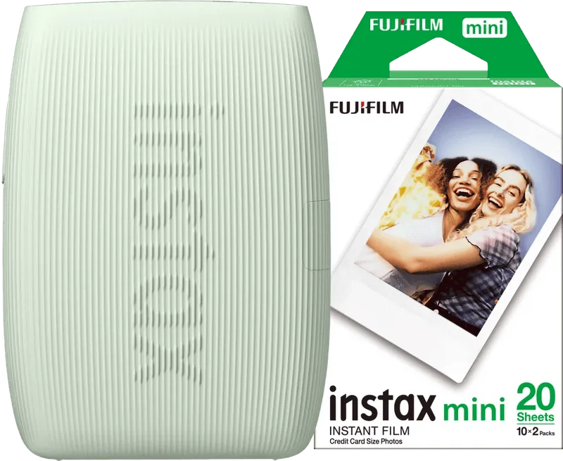 Mini Link 3 Sage Green + Fujifilm Instax Mini Colorfilm Glossy (20 stuks) by Fujifilm – product photo