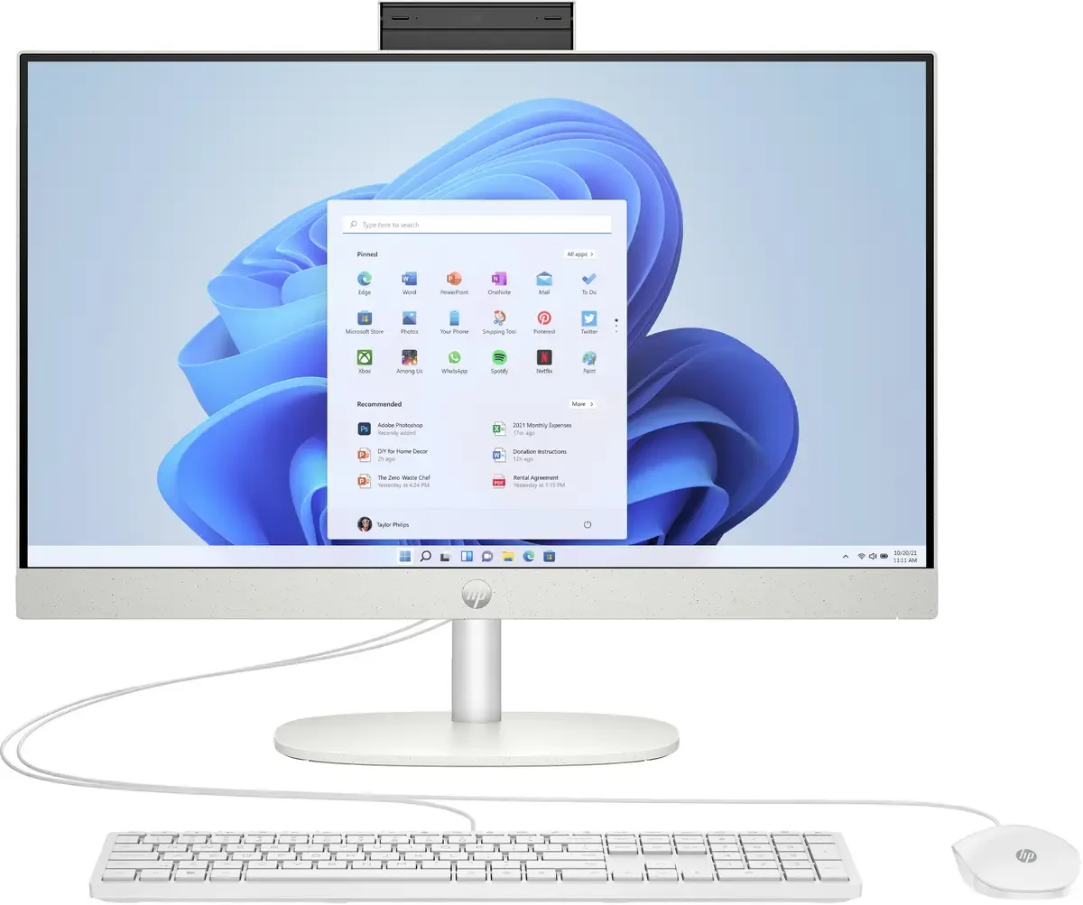 All-in-One PC HP 24-cr0009ng All-in-One-PC 60,5 cm (2 60.5 cm (23.8 Zoll) Full HD AMD Ryzen 3 7320U 4.1 GHz 8 GB RAM 512 GB SSD AMD AMD Radeon Graphics von HP – Produktfoto