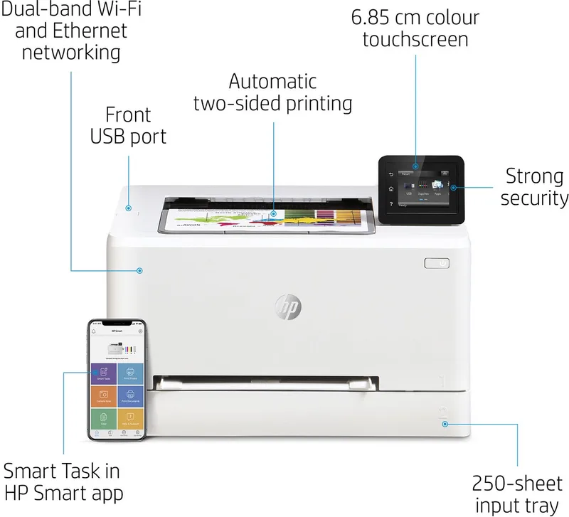 Color LaserJet Pro M255dw - Kleuren laserprinter - 3 jaar garantie na registratie van HP in Wit – productfoto