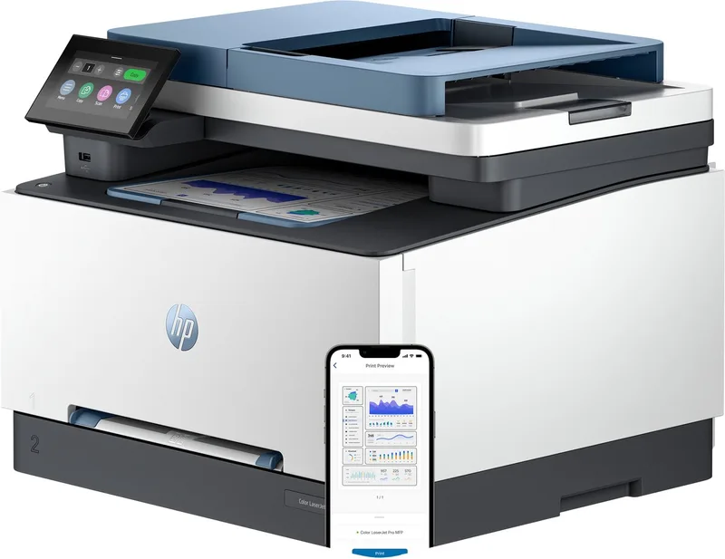 Color LaserJet Pro MFP 3302sdwg A4, 25S. Col, MF, Duplex, WLAN de HP en Bleu, Blanc – photo produit