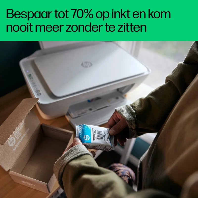 DeskJet 2822e - All-in-One Printer - Geschikt voor Instant Ink - Blue Breeze van HP in Wit – productfoto