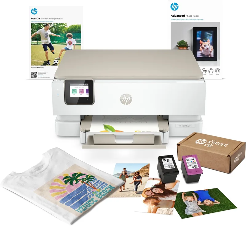 Envy Inspire 7220e Creator Bundel - Inkjet Fotoprinter - Wifi - Geschikt voor Instant Ink van HP in Beige – productfoto