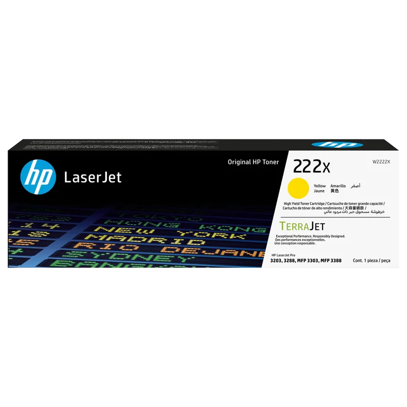 HP 222X - Hohe Ergiebigkeit - Gelb - original - LaserJet - Tonerpatrone (W2222X) - fr Color LaserJet Pro MFP 3302fdn, MFP 3303fdw by HP – product photo