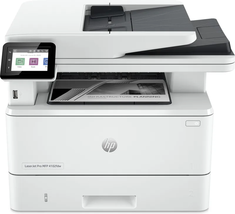 LaserJet Pro MFP 4102fdw - All-in-One Laserprinter de HP en Blanc – photo produit