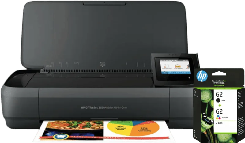 OfficeJet 250 Mobile Printer + 1 set extra cartridges van HP – productfoto