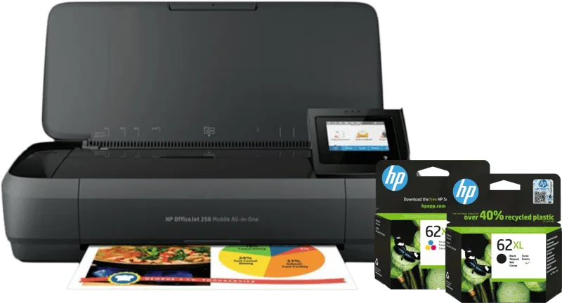 OfficeJet 250 Mobile Printer + 1 set extra XL cartridges van HP – productfoto