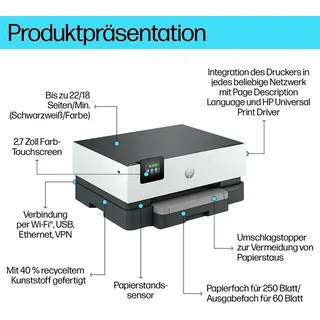 OfficeJet Pro 9110b All-in-one inkjet printer Grijs de HP – photo produit 2 sur 6