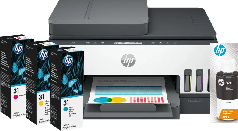 Smart Tank 7307 + extra 1 set extra inktflesjes de HP – photo produit