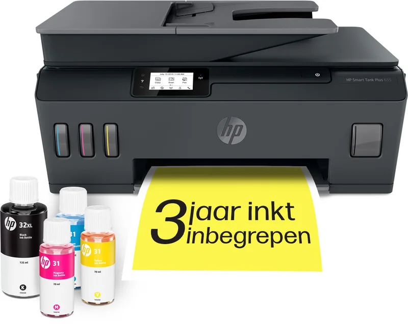 Smart Tank Plus 655 - All-in-One-Printer - Tot 3 jaar gratis inkt de HP en Blanc – photo produit