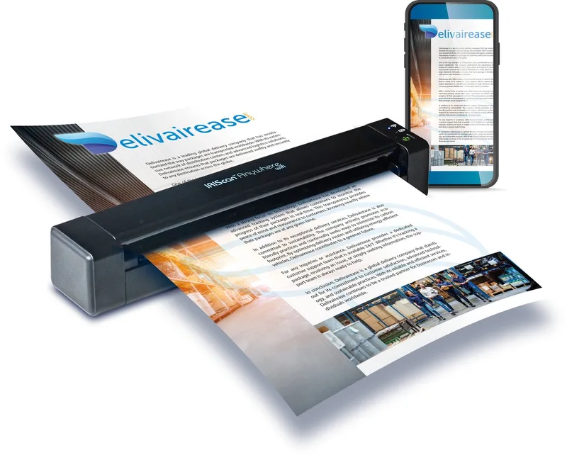Anywhere v6 mobiele scanner flatbed scanner 15PPM 1side WIFI + Readiris PDF Gratis WinMac van IRIS in Zwart – productfoto