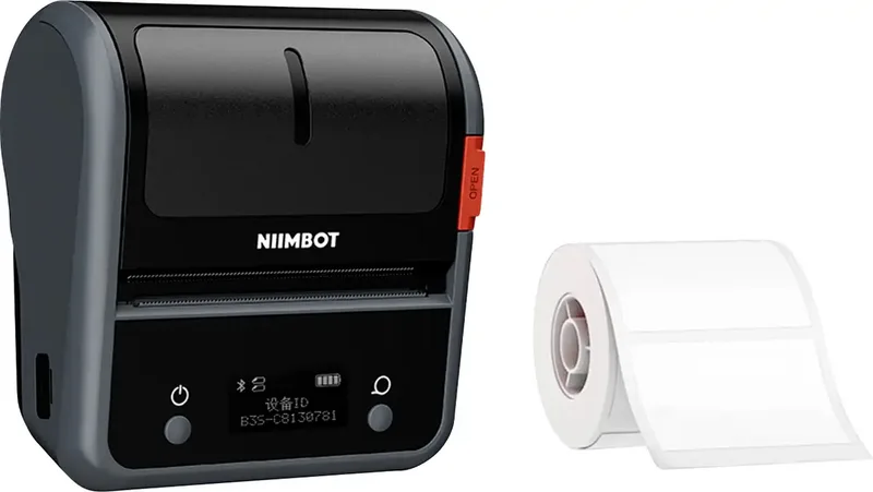B3S_P Portable thermal label printer Labelprinter Thermisch 203 x 203 dpi Etikettenbreedte (max.): 75 mm Bluetooth, USB von Niimbot in Schwarz – Produktfoto