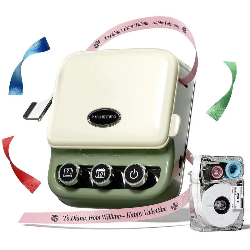 P15 tape-etikettenprinter, Bluetooth retro labelprinter met cadeaubox, - met 1 stuk labelnavulling de Phomemo – photo produit