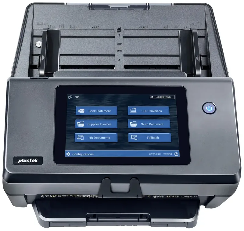 eScan A450Pro Documentscanner A4 600 x 600 dpi 60 pag./min. USB-A 2.0, USB-A 2.0, USB-A host, RJ45 de Plustek en Noir – photo produit