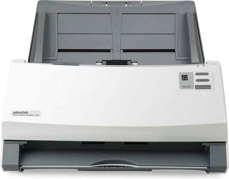 SmartOffice PS406U Plus Documentscanner duplex A4 600 x 600 dpi 40 pag./min., 80 Beelden/min USB van Plustek in Grijs, Wit – productfoto