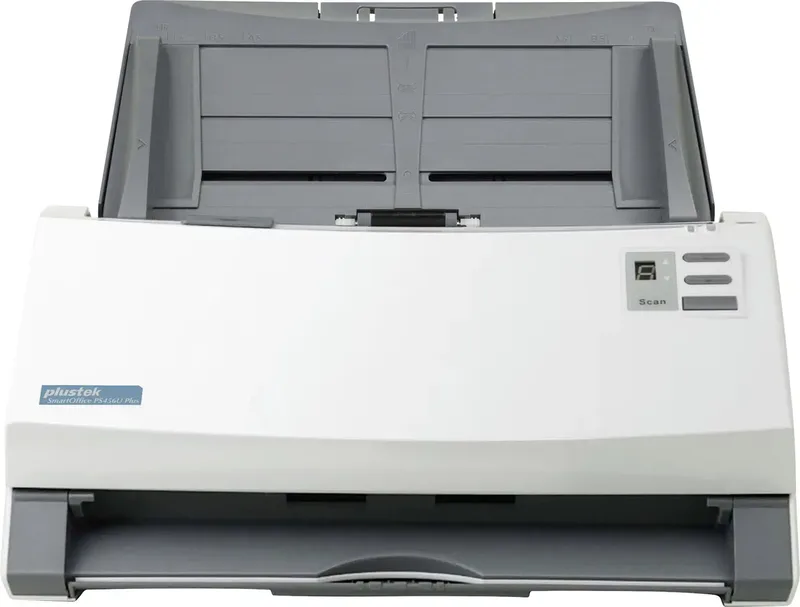 SmartOffice PS456U Plus Documentscanner duplex 216 x 5080 mm 600 x 600 dpi 80 pag./min. USB de Plustek en Blanc, Gris – photo produit