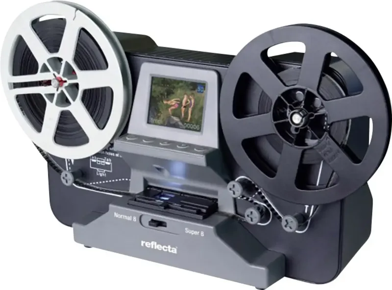 Super 8 Normal 8 Filmscanner 1440 x 1080 Pixel Super 8 films, Dubbel 8 films, TV-uitgang, Geheugenkaartlezer, Display, Digitaliseren zonder PC fra Reflecta – produktbillede