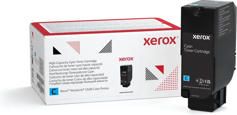 VersaLink C620 cyan tonerkassett med høy kapasitet (12 000 sider) van Xerox – productfoto