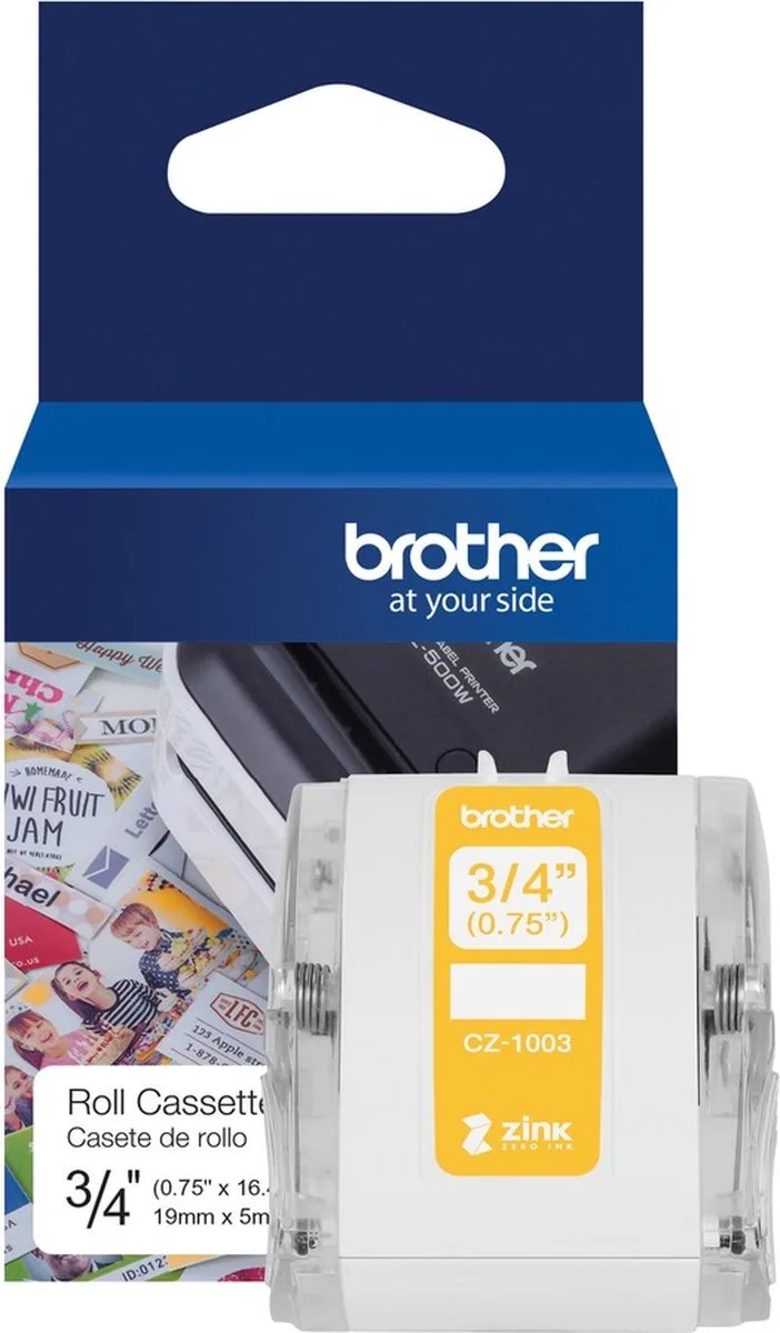 Rouleau détiquettes 19 x 19 mm papier blanc 1 pc(s) fixation permanente CZ1003 Rouleau détiquettes couleur de Brother en Blanc – photo produit