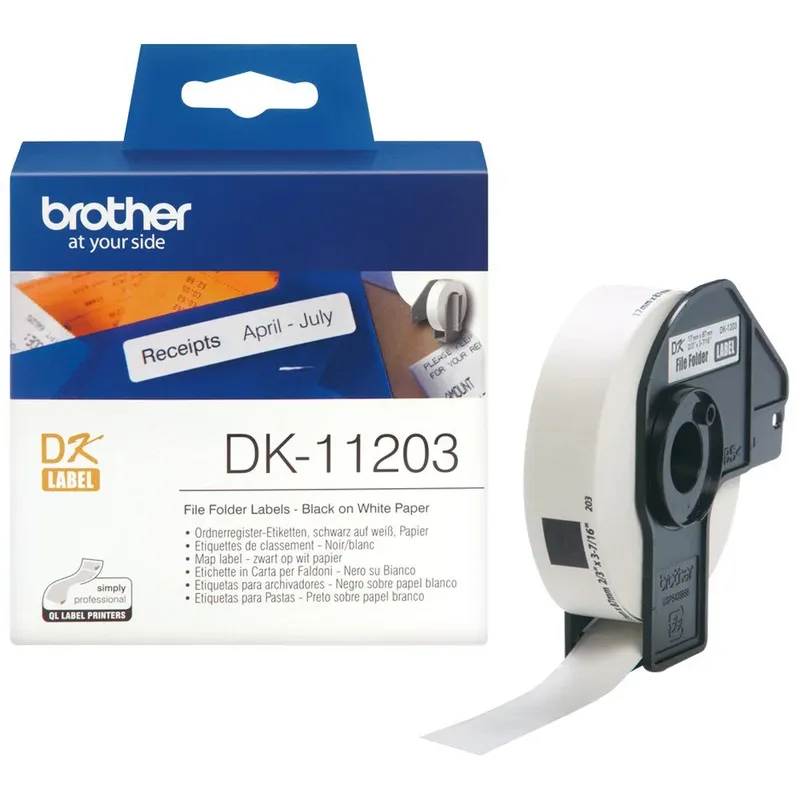 Etiket Brother DK-11203 naamkaart ordner 17x87mm 1 rol á 300 stuks wit by Brother – product photo 2 of 3
