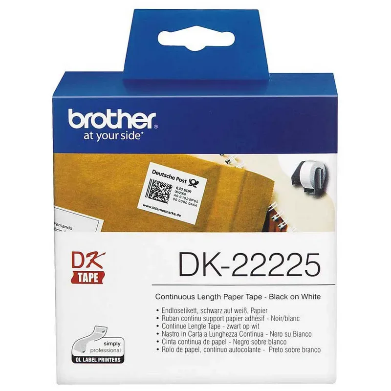 Etiket Brother DK-22225 doorlopend 38mm 1 rol á 30m wit fra Brother – produktbillede 2 af 3