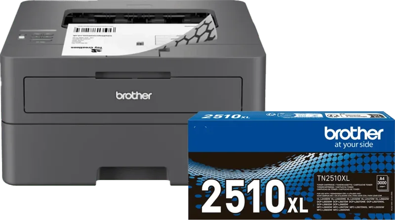 HL-L2400DWE + 1 extra zwarte XL toner van Brother – productfoto