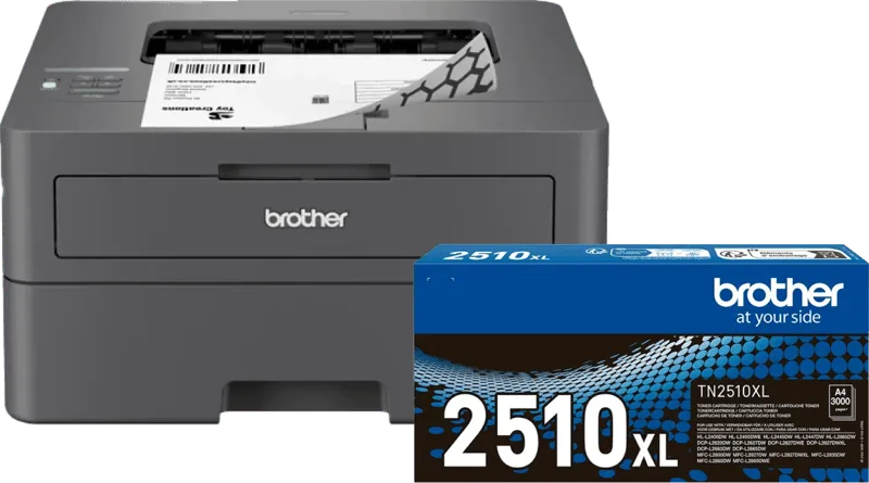 HL-L2445DW + 1 extra zwarte XL toner van Brother – productfoto