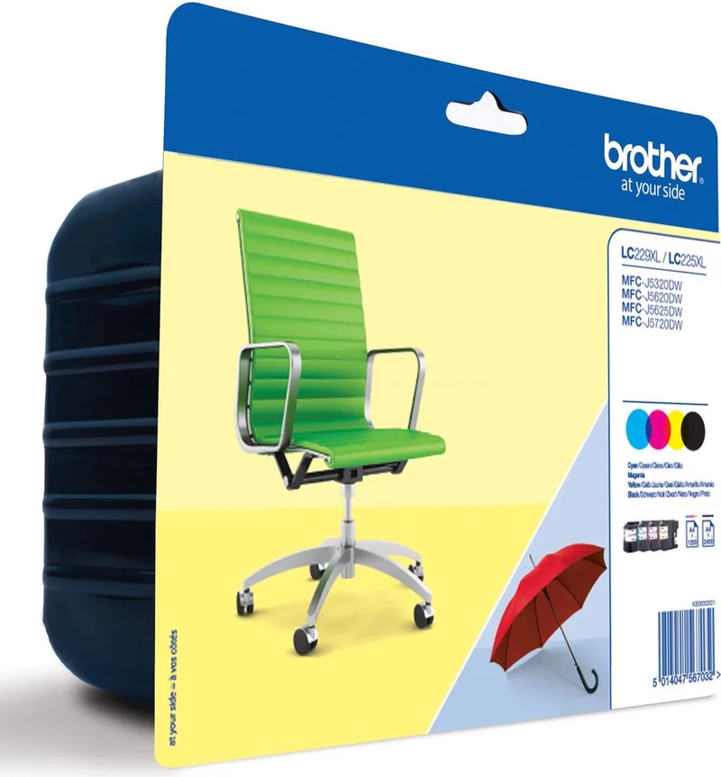 inktcartridge, 2.400 pagina's, OEM LC-229XLVAL, 4 kleuren 4 stuks de Brother en Assortiment aan kleuren – photo produit
