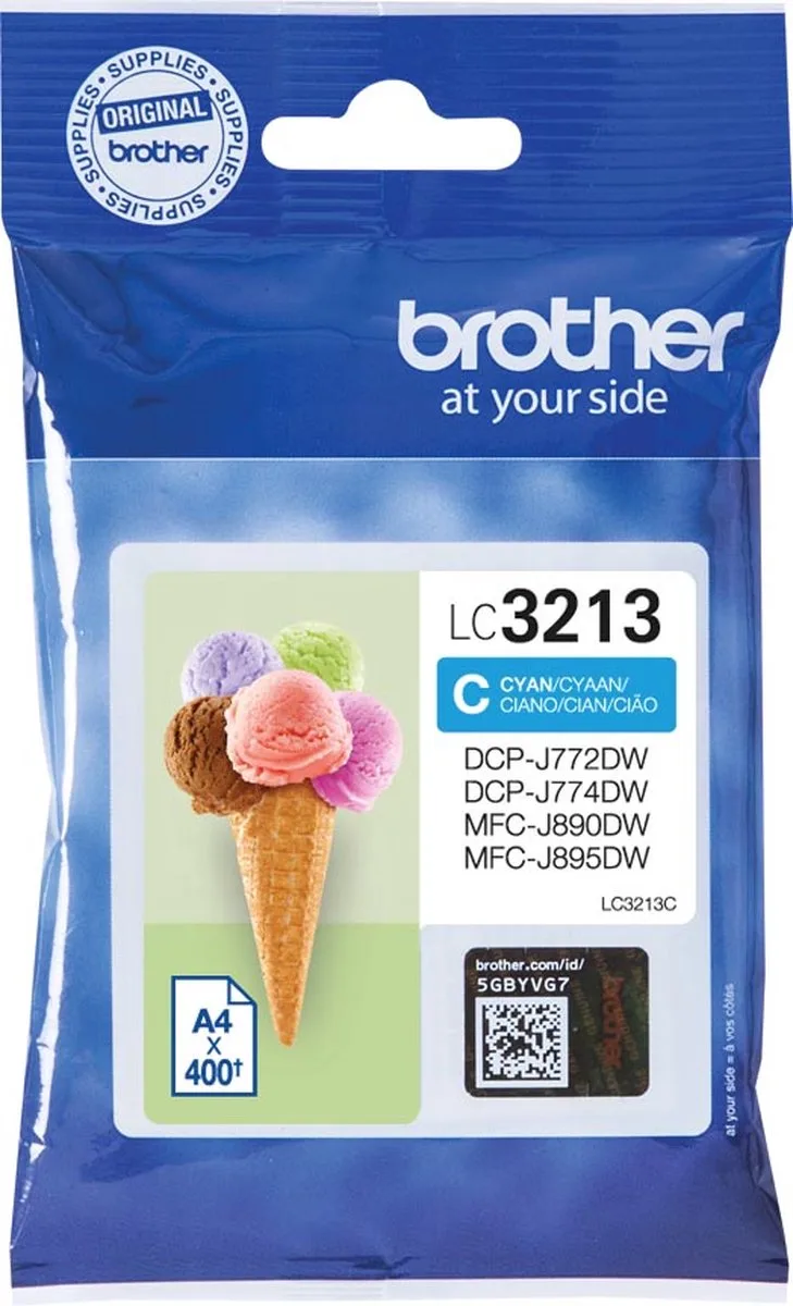 inktcartridge, 400 pagina's, OEM LC-3213C, 5 stuks från Brother i Cyaan – produktbild