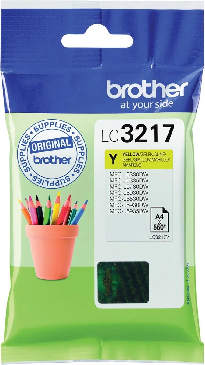 inktcartridge, 550 pagina's, OEM LC-3217Y, 5 stuks van Brother in Geel – productfoto