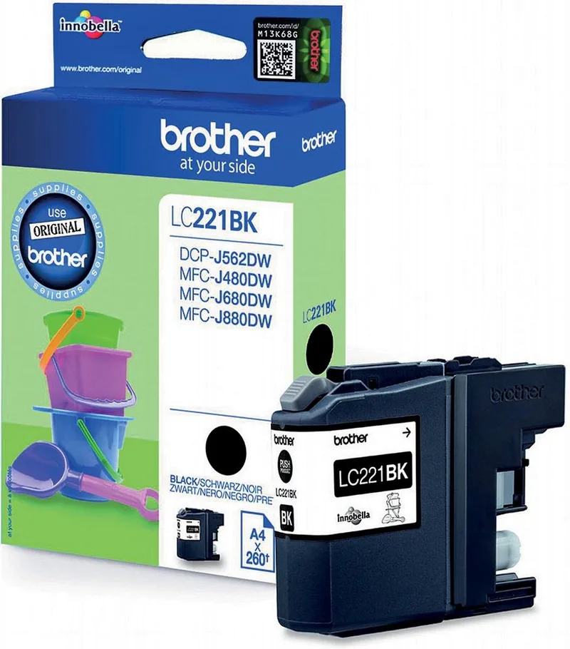 Inktcartridge brother lc-221bk | 1 stuk | 5 stuks fra Brother i Sort – produktbillede