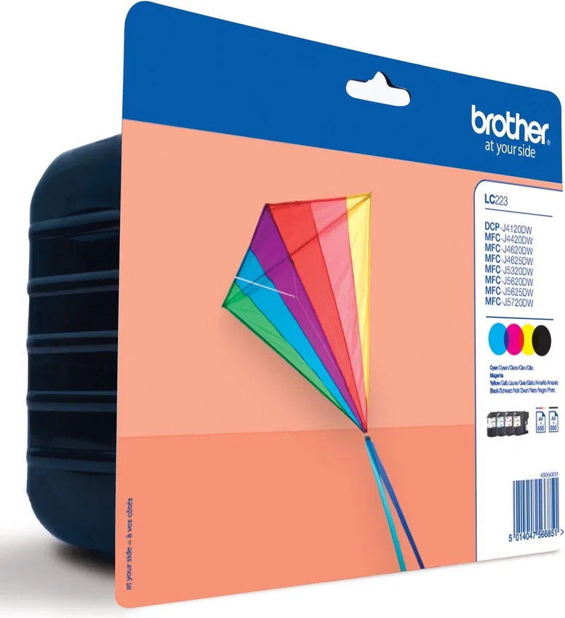 Inktcartridge brother lc-223valbp + 3kleuren | Pak a 4 stuk | 4 stuks van Brother in Zwart – productfoto