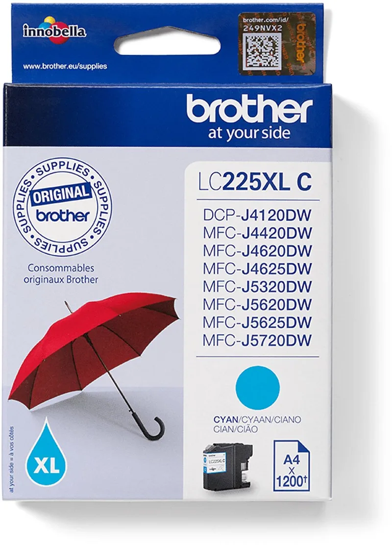 Inktcartridge brother lc-225xlc | 1 stuk | 5 stuks van Brother in Blauw – productfoto
