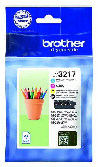 Inktcartridge Brother LC-3217 zwart + 3 kleuren fra Brother – produktbillede