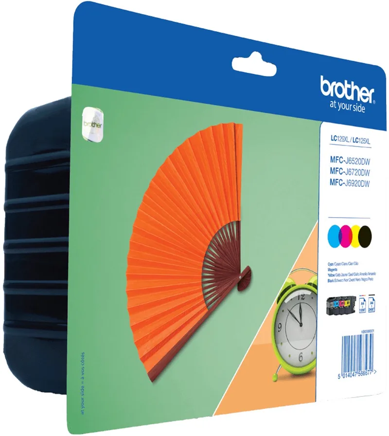 Blisterfarbtintenset LC-129XLVALBPDR sw cy mag gelb von Brother in Schwarz, Cyaan, Magenta, Gelb – Produktfoto