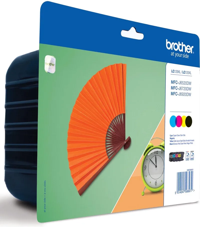 LC-129XLVALBP inktcartridge en drie kleuren standard capacity bk: 2.400, cl: 1.200 pages 1-pack blister zonder alarm von Brother in Schwarz – Produktfoto
