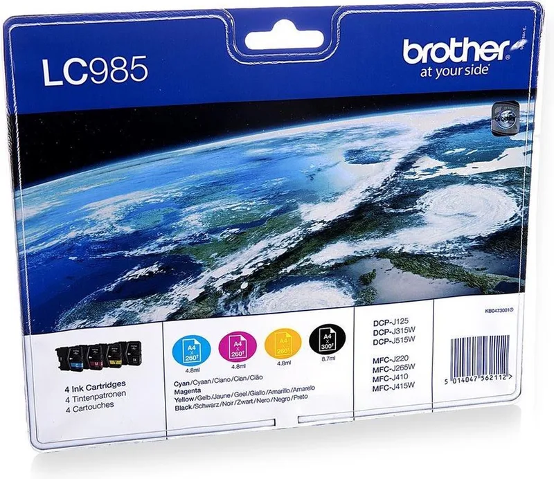 LC-985VALBP - Inktcartridge / Zwart / Geel / Cyaan / Magenta by Brother in 4-kleuren – product photo